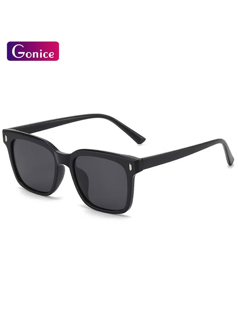 جونيس نظارات شمسية مستقطبة TR90 عدسة مستقطبة عالية الدقة حماية 100% من الأشعة فوق البنفسجية 400، تصميم أنيق، نظارات شمسية رياضية مربعة كلاسيكية للقيادة للرجال والنساء باللون الأسود - Image 1