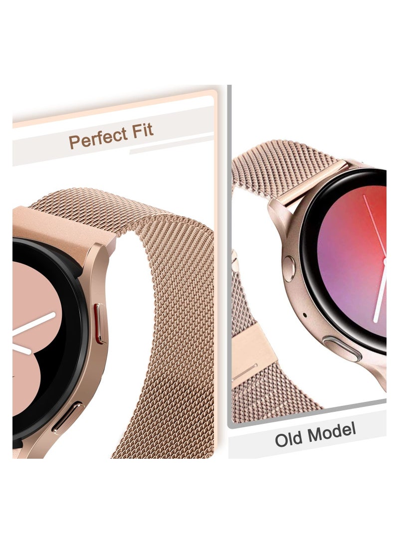 2 Packs No Gap Metal Bands for Samsung Galaxy Watch 4 (40mm/44mm) & Galaxy Watch 4 Classic (42mm/44mm) - Milanese Loop Stainless Steel Magnetic Straps for Men & Women, RGold/RPink. - Image 4