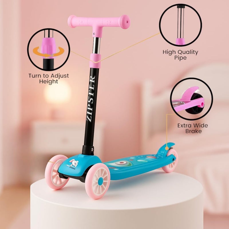 Storio دراجو سكوتر تزلج 2 في 1 للأطفال | سكوتر قابل للطي بثلاث عجلات مع مقبض، ووظيفة الوقوف والمقعد، وعجلات LED PU | للأطفال من 3-10 سنوات - أزرق - Image 5