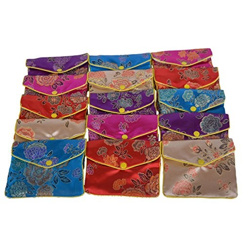 Baitaihem 15 Pack Jewelry Purse Pouch Gift Bags Chinese Silk Style Brocade Embroidered Bag,Multiple Colors(Large) - Image 1