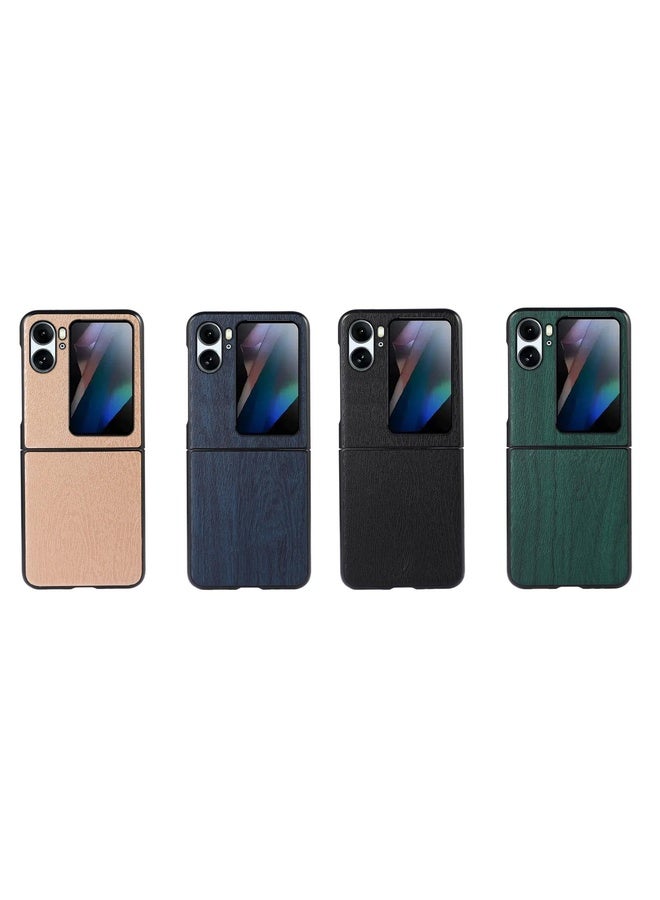HuHa Case Cover For OPPO Find N2 Flip Wood Texture PU Phone Case(Green) - Image 4
