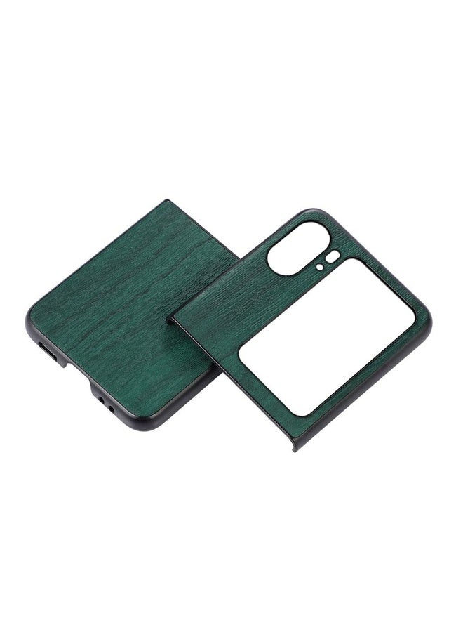 HuHa Case Cover For OPPO Find N2 Flip Wood Texture PU Phone Case(Green) - Image 2