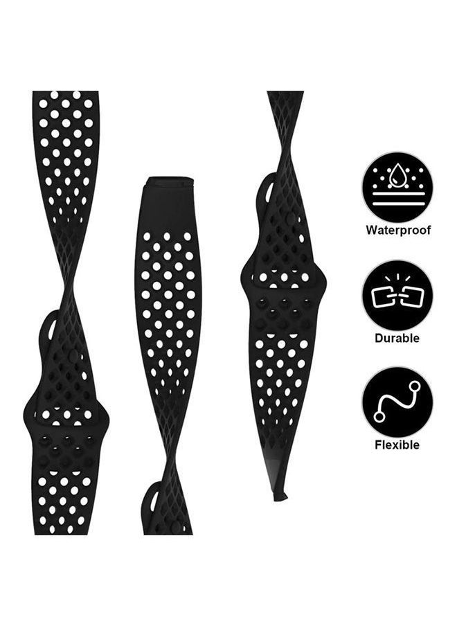 NIBEMINENT Fitbit Versa 3 / Sense Silicone Sports Watch Strap TPU Hollow Breathable Wristband S/L Black  - Image 2