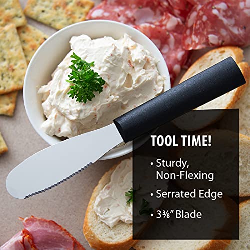 Rada Cutlery Party Spreader Knife (W235), 3.38" Stainless Steel Shallow Serrated Edge Blade, Made in USA, Black Handle - Image 4
