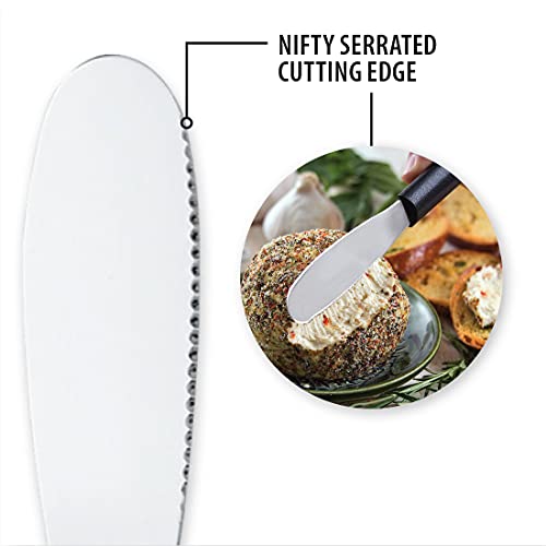 Rada Cutlery Party Spreader Knife (W235), 3.38" Stainless Steel Shallow Serrated Edge Blade, Made in USA, Black Handle - Image 3