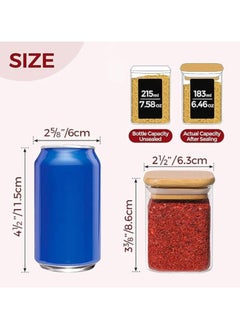 TYCOM Glass Jars Set 210ml, Food Cereal Storage Spice Containers for Home Kitchen, Food Storage Jars With Labels, Marker and Spoons, Square 6 * 8cm 10 Pieces With Wood Lid.  - Image 3