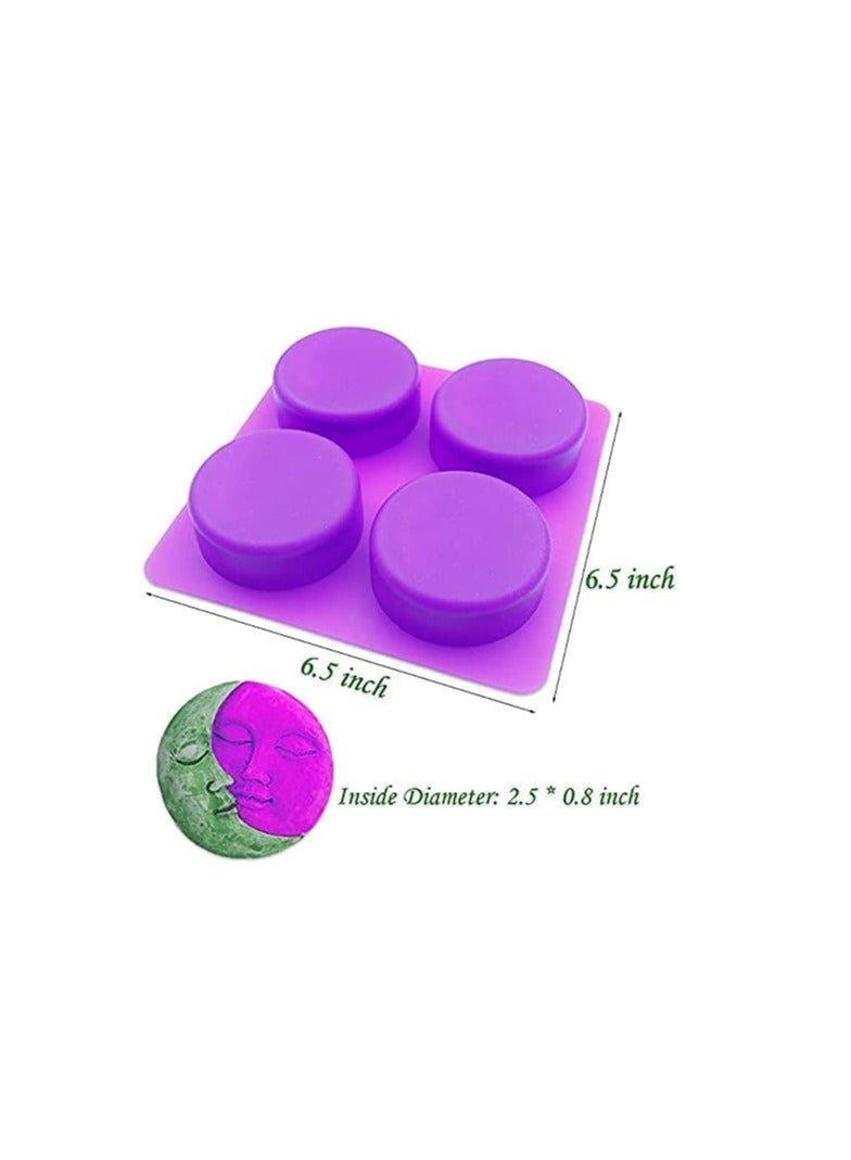 Excefore Sun & Moon Silicone Soap Moulds, 4 Cavity Crescent Moon Face Silicone Soap Mould for Homemade Lotion Bar, Bath Bombs, Polymer Clay, DIY Candle Resin Making - Image 2