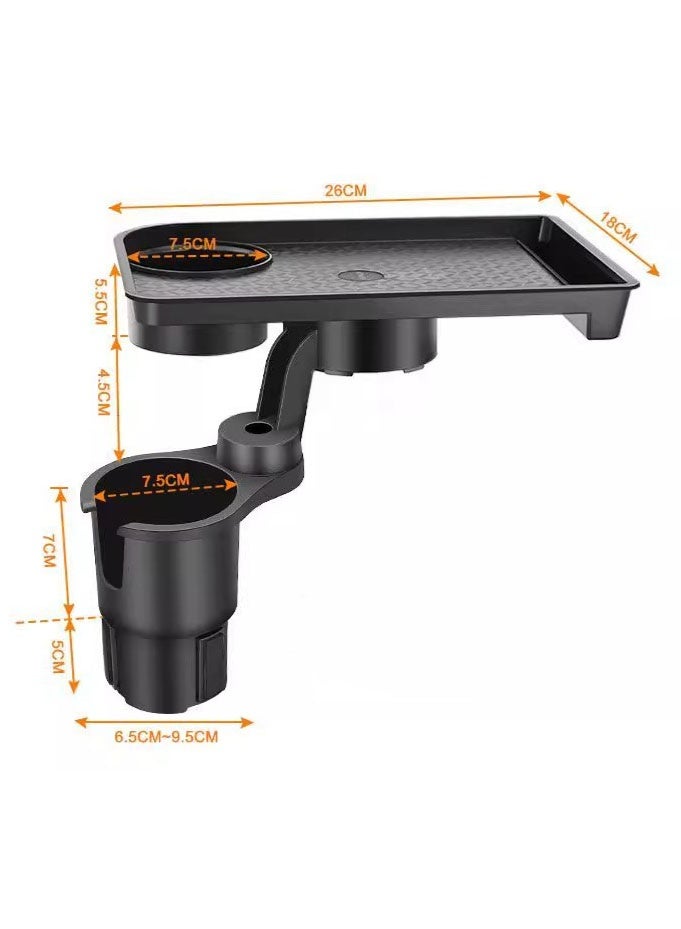 Car Cup Holder Tray,2 in 1 Detachable Car Food Table Tray with Solid Base,Cup Holder Expander Adapter for Car,Detachable Car Food Tray Table for Eating,for Travel Road Essentials - Image 2