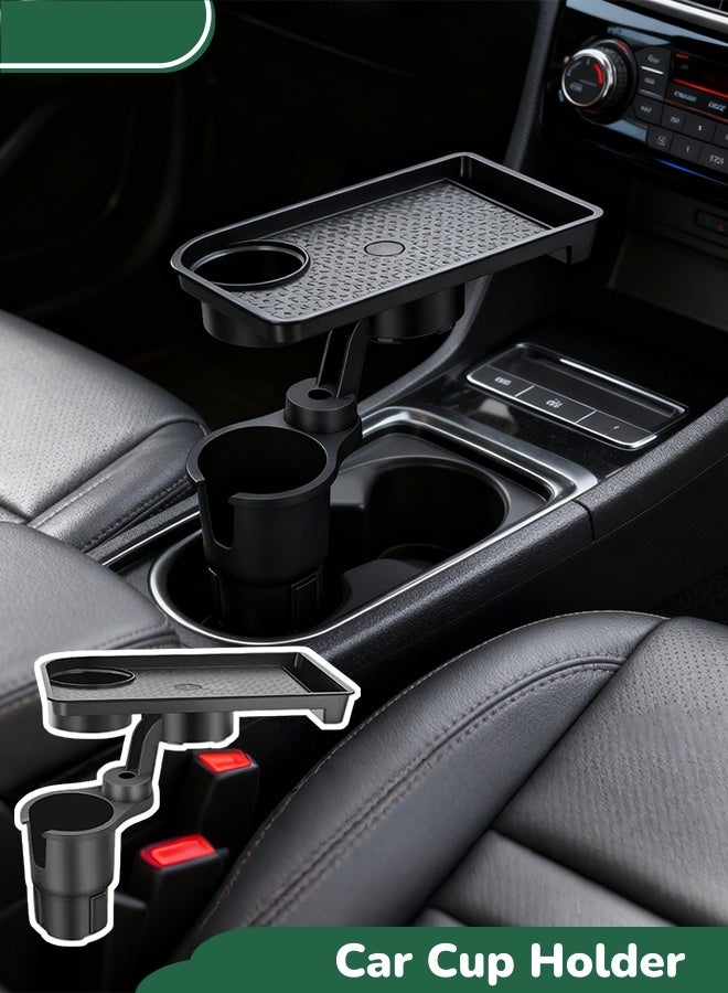 Car Cup Holder Tray,2 in 1 Detachable Car Food Table Tray with Solid Base,Cup Holder Expander Adapter for Car,Detachable Car Food Tray Table for Eating,for Travel Road Essentials - Image 1