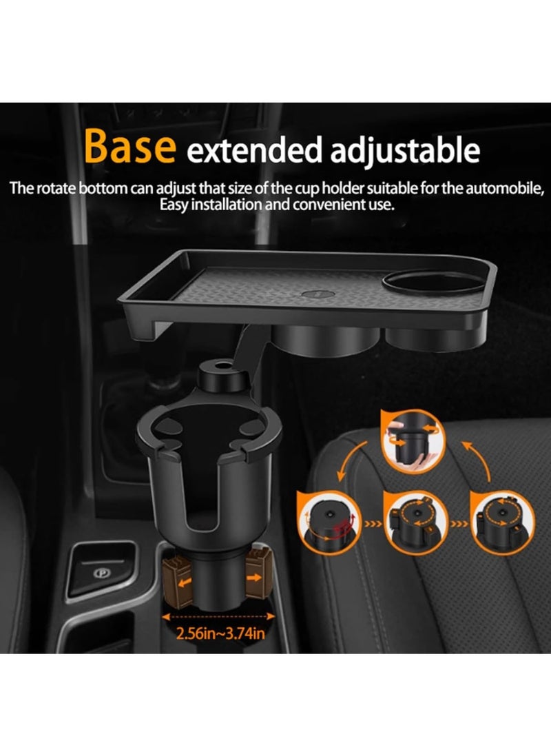 Car Cup Holder Tray,2 in 1 Detachable Car Food Table Tray with Solid Base,Cup Holder Expander Adapter for Car,Detachable Car Food Tray Table for Eating,for Travel Road Essentials - Image 5