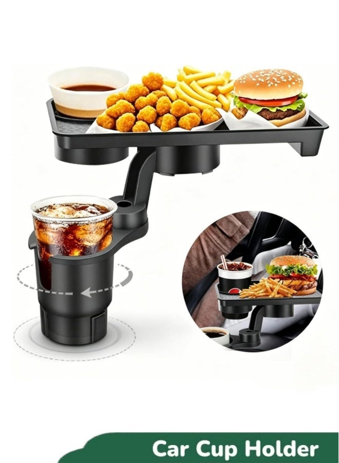 2-in-1 Car Cup Holder Tray Car Trays Organizer with Double Cupholders Car Food Table Tray Car Cup Holder Expander Adapter Car Interior Drink Holder Organizer Console Storage Organizer - Image 1