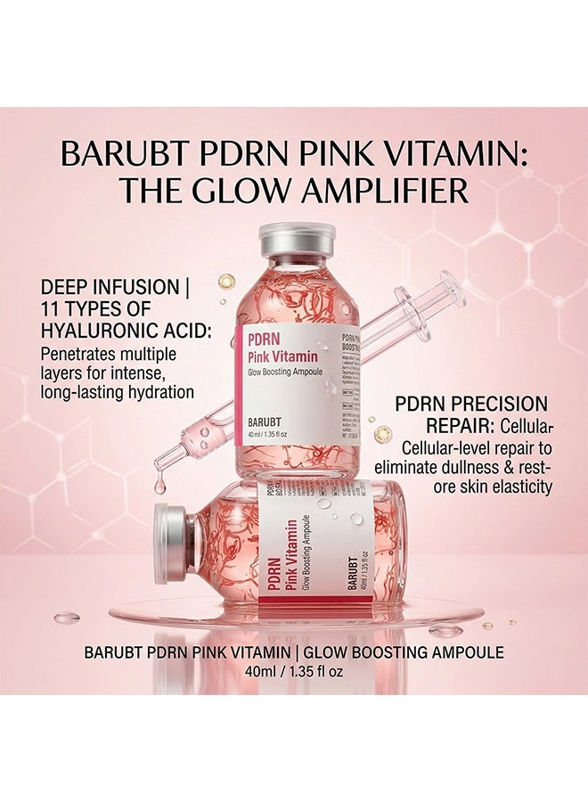 BARUBT PDRN Pink Vitamin Glow Boosting Ampoule,Glow Intensive PDRN Ampoule, Copper Peptides & Vitamin B12 Serum for Face with Collagen & Multi Peptides & 10 Hyaluronic Acids | Korean Skincare Serum, 40ml 1.35 fl oz - Image 4