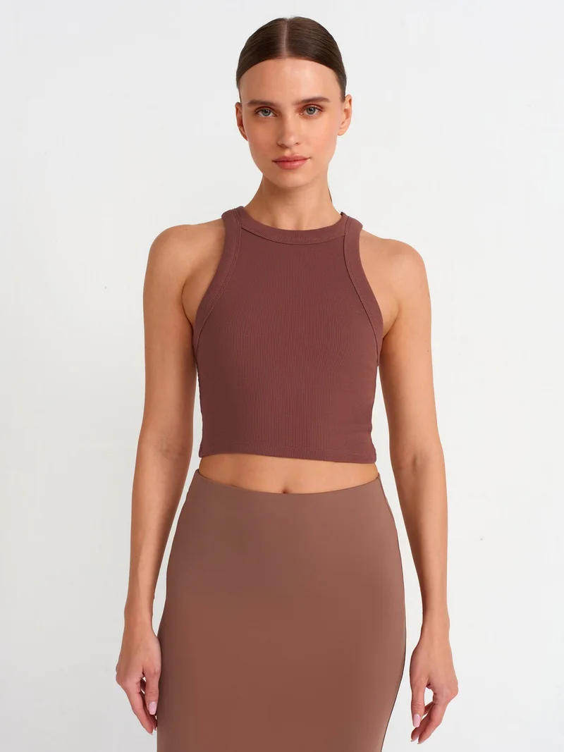 ديلفين 20810 Crop Top-Brown