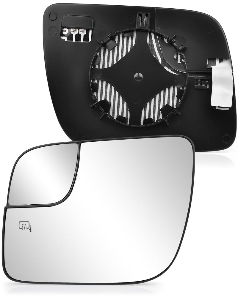 TOPMAX Driver Side Mirror Glass Replacement for Ford Explorer 2011 2012 2013 2014 2015 2016 2017 2018 2019 Heated Exterior Left Chrome Convex Mirror with Backing Plate BB5Z17K707M