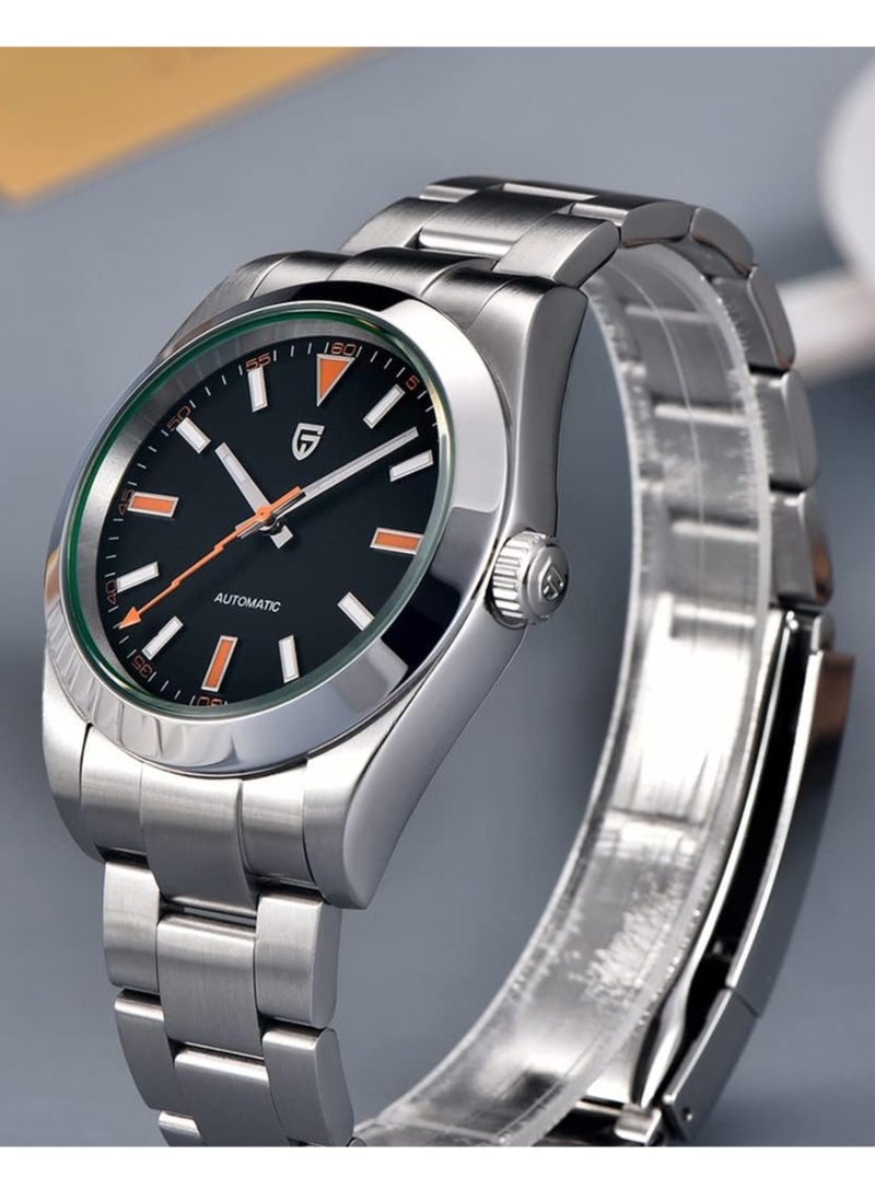 PAGANI DESIGN New Men's Mechanical Watches, 39.7MM Metal Frame, Imported NH35 Movement, Silver-Black Watch Head, Sapphire Glass Surface, Stainless Steel Silver Strap PD1733  - Image 2