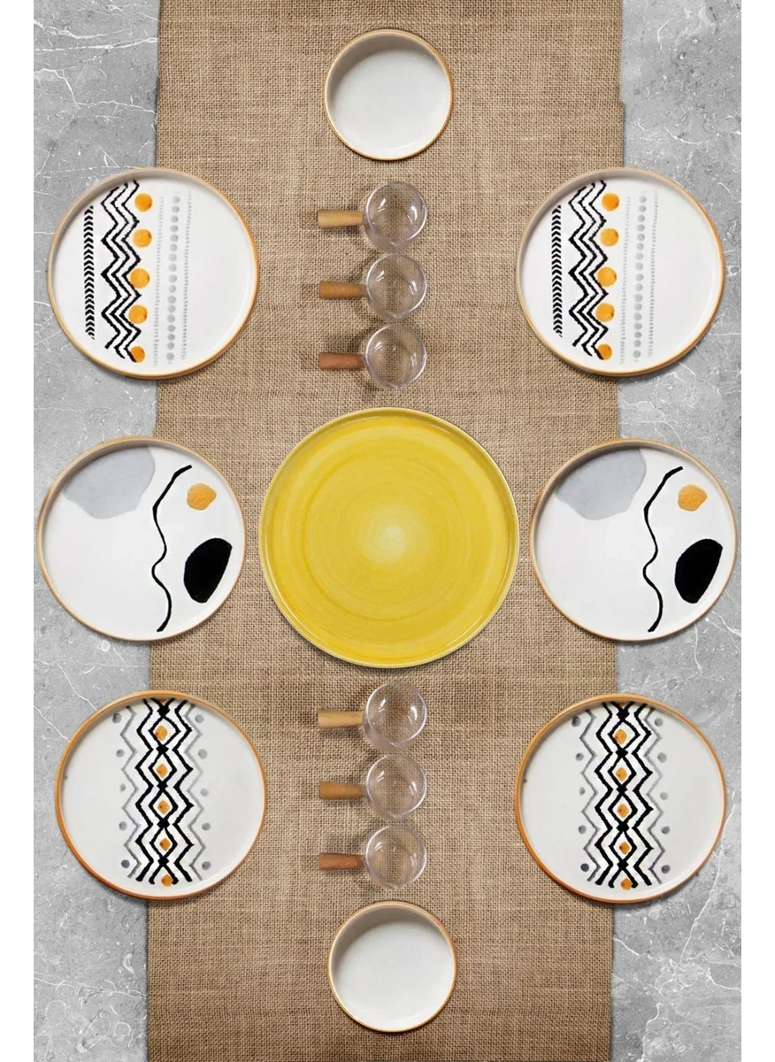 Kitchen Life 15 Piece 6 Person Axial Stackable Breakfast Set Sauce Bowl Breakfast Presentation Set Plate