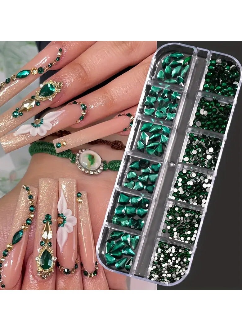 Rozino Vibrant 3D Crystal AB Nail Art Rhinestones - 12-Grid Mixed Shapes, Easy Apply & Long-Lasting Gems for DIY & Salon Designs - Image 4