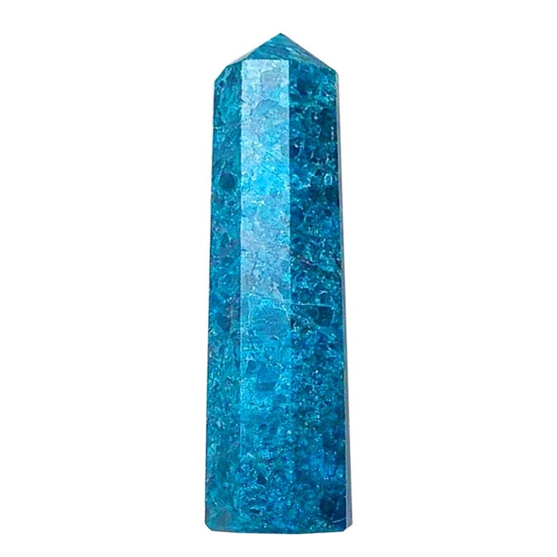 Runyangshi Large Blue Apatite Natural Healing Crystal Wand 4725 Crystals Tower 6 Faceted Single Point Crystal Prism Wand Natural Stones for Meditation Reiki Chakra Therapy Home Decor Gift