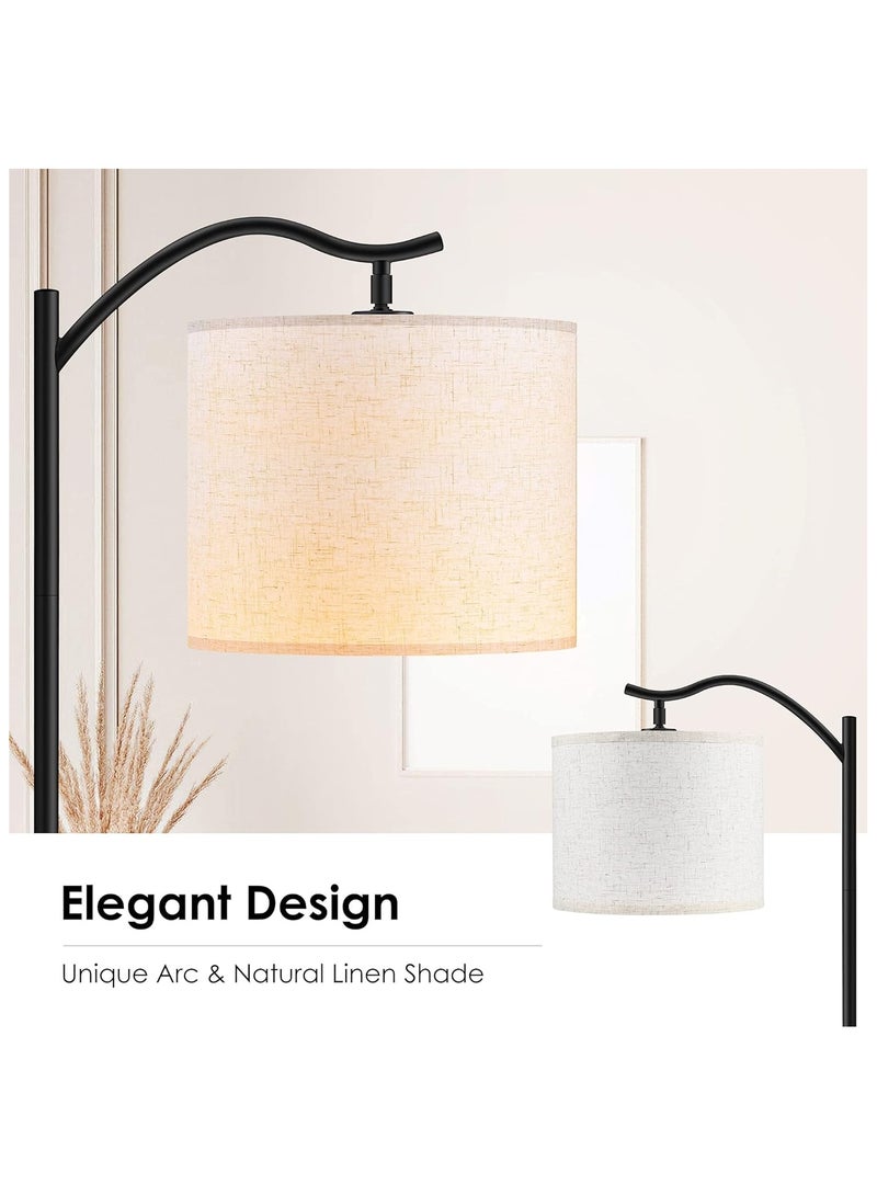 joyzzz LED Floor Lamp, Tall Modern Standing Lamp with Linen Shade, 3-Color Temperature, Footswitch, for Bedroom Living Room Office（Beige） - Image 5