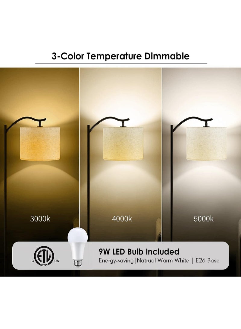joyzzz LED Floor Lamp, Tall Modern Standing Lamp with Linen Shade, 3-Color Temperature, Footswitch, for Bedroom Living Room Office（Beige） - Image 4