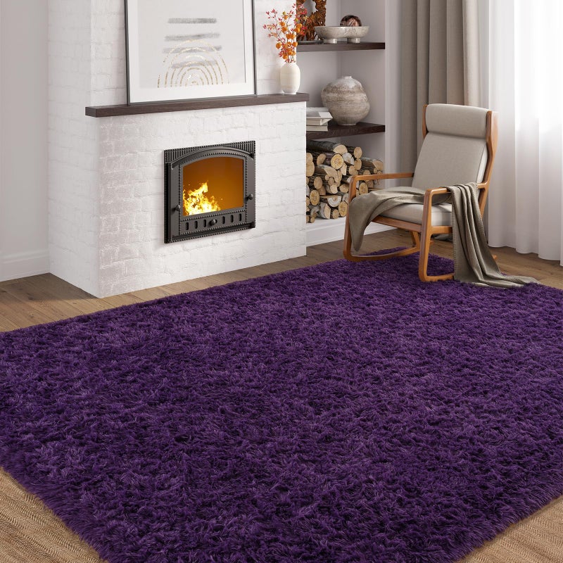 Softlife Rugs for Bedroom 4x5.3 Feet Purple Area Rug for Living Room Super Soft Shaggy Rugs for Dorm Fluffy Fuzzy Carpets Long Plush Bedside Rug Nursery Girls Boys Kids Room Home Christmas Decoration - Image 4