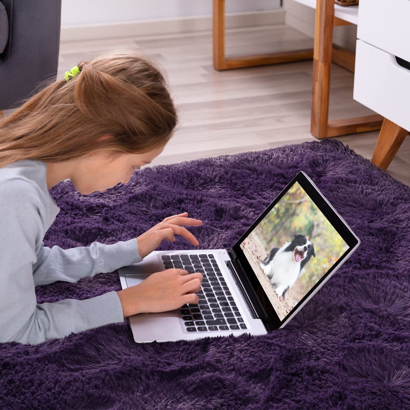Softlife Rugs for Bedroom 4x5.3 Feet Purple Area Rug for Living Room Super Soft Shaggy Rugs for Dorm Fluffy Fuzzy Carpets Long Plush Bedside Rug Nursery Girls Boys Kids Room Home Christmas Decoration - Image 5