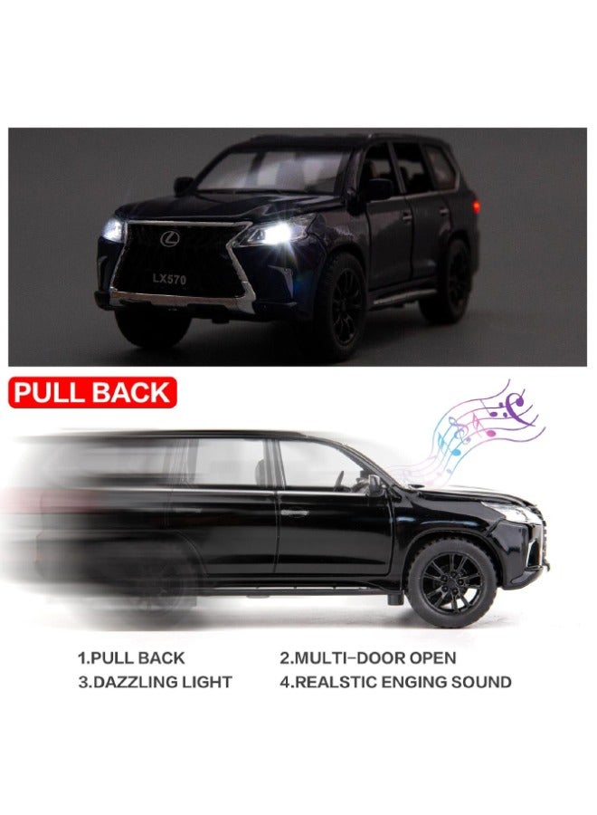 1:32 Alloy Collectible LEXUS LX570 Car Model Toy, Diecast Zinc Alloy LX570 Pull Back Collectible Toy Car,  Sound and Light Pull Back Model Car for Kids Boy Girl Gift 16cm*6cm*7cm - Image 3