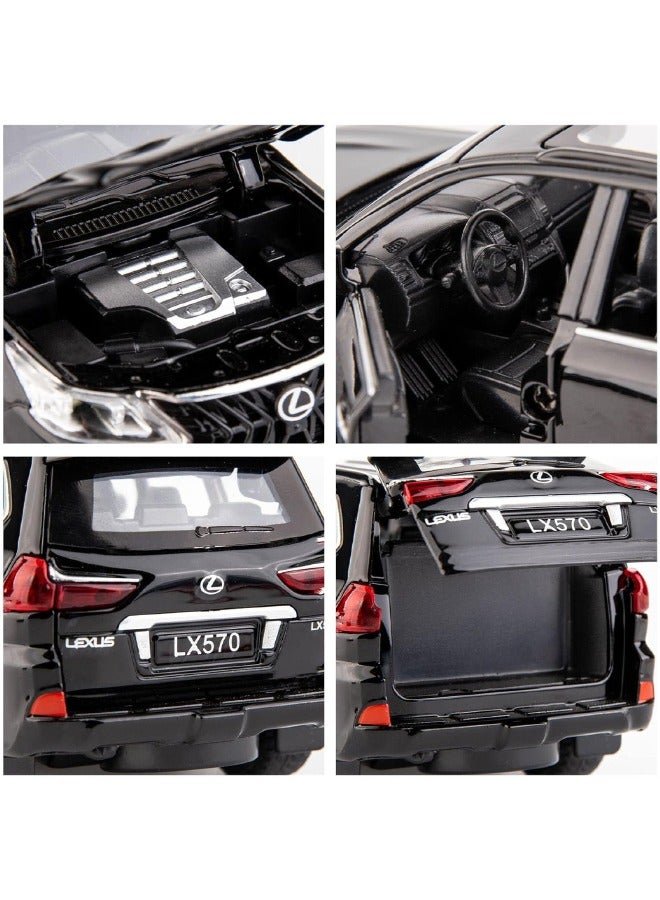 1:32 Alloy Collectible LEXUS LX570 Car Model Toy, Diecast Zinc Alloy LX570 Pull Back Collectible Toy Car,  Sound and Light Pull Back Model Car for Kids Boy Girl Gift 16cm*6cm*7cm - Image 4