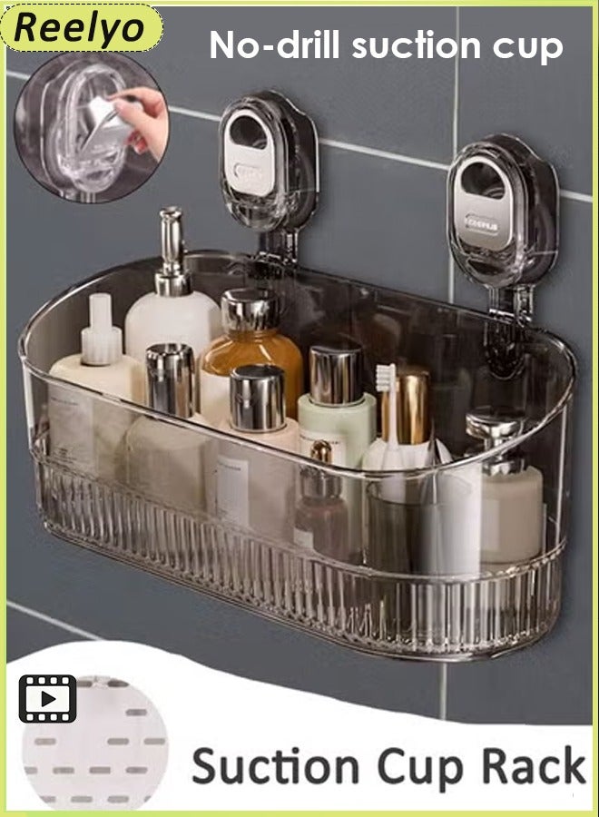 Suction Cup Rack, Shower Caddy Suction Cup, Bathroom Shower Organizer for Bathroom Storage Home Decor & Kitchen, No Drilling Large Capacity Removable Shower Shelves, Wall-mounted Storage Rack - Image 1