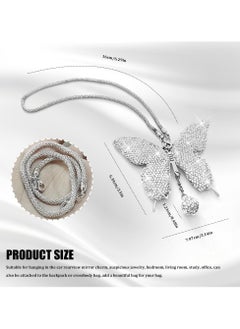 Generic Butterfly Shaped Car Charms - Shiny Butterfly Car Pendant - Women's Crystal Rearview Mirror Charms, Lucky Charms, Elegant Car Interior Decoration (White)  - Image 2
