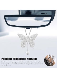 Generic Butterfly Shaped Car Charms - Shiny Butterfly Car Pendant - Women's Crystal Rearview Mirror Charms, Lucky Charms, Elegant Car Interior Decoration (White)  - Image 4