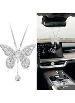 Generic Butterfly Shaped Car Charms - Shiny Butterfly Car Pendant - Women's Crystal Rearview Mirror Charms, Lucky Charms, Elegant Car Interior Decoration (White)  - Image 1