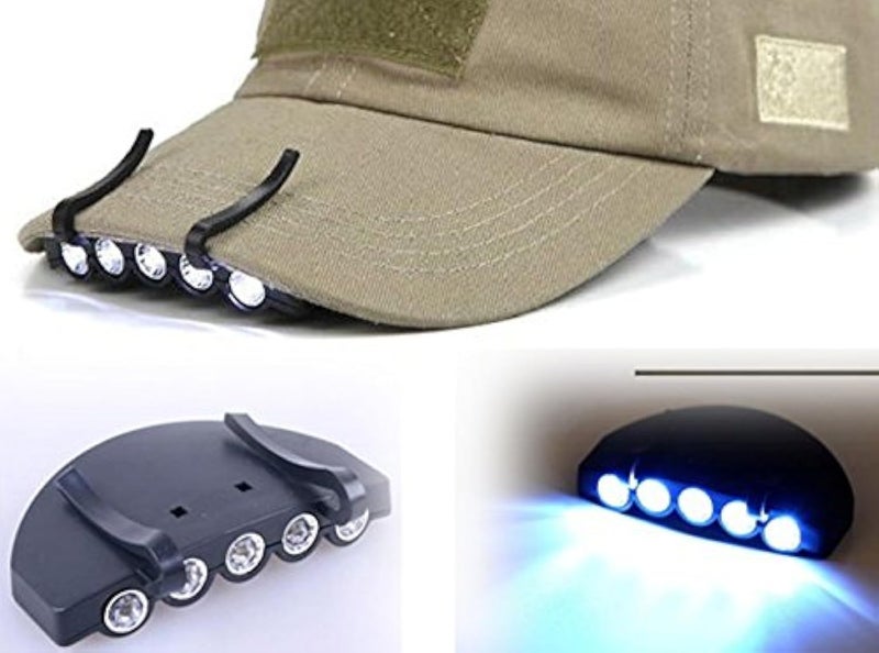 HnF shop Bright 5 LED Clip on Hat Head Cap Light headlamp Flashlight - Image 1