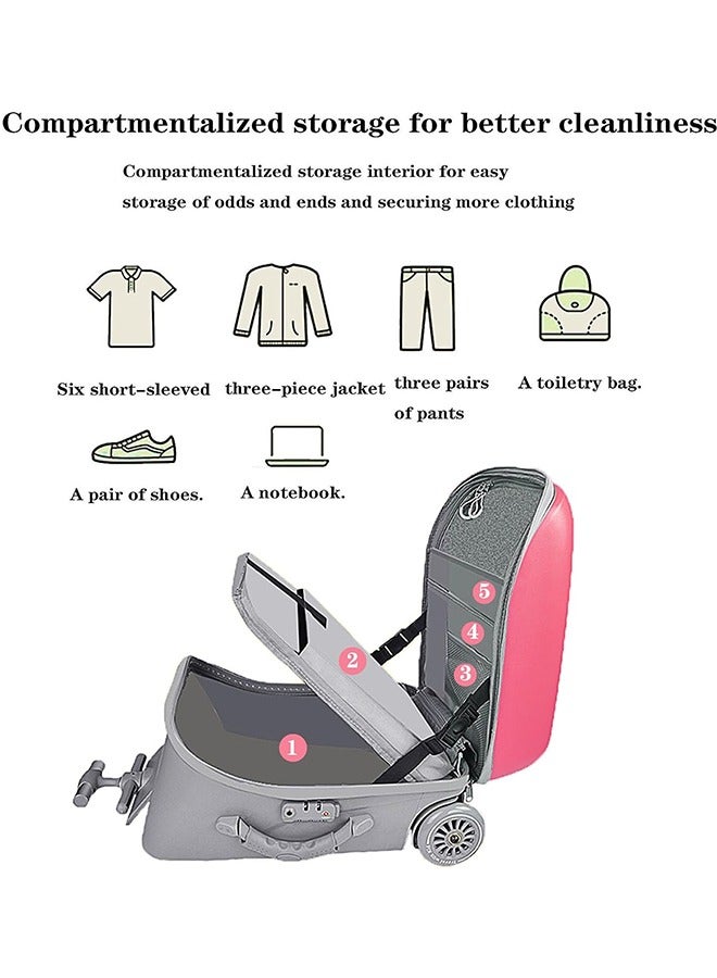 JCB CHIC حقيبة أمتعة قابلة للتوسيع مع عجلات دوارة، حقيبة قابلة للطي وقابلة للركوب مع مقعد للأطفال، حقيبة أمتعة دوارة قابلة للفصل مقاس 20 بوصة لرحلة سفر الأطفال الصغار - Image 5