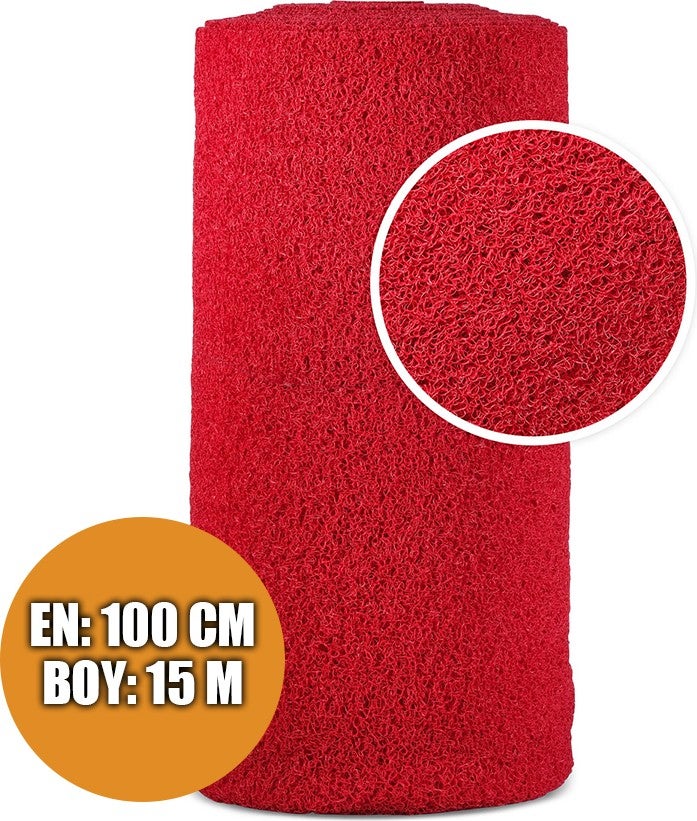 Sera Trend Complex Mat 1x15 Meters Red PVC Curly Carpet Indoor Outdoor Runner Non-Slip Wet Floor Mat  - Image 1