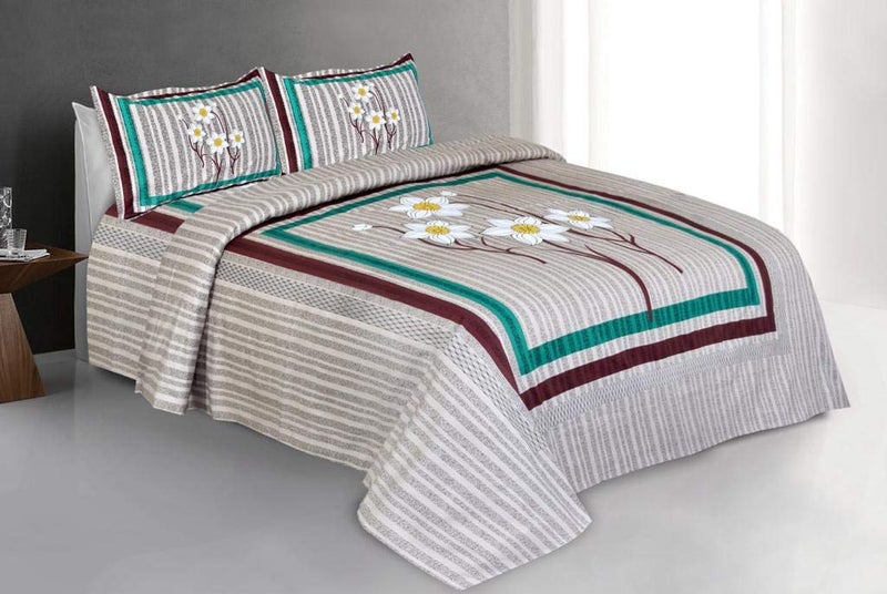 PURE COMFORT 100% Cotton King Size Double Bedsheet with 2 Pillow Covers, Brown - Image 3