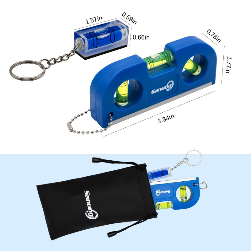 Sanung Magnetic Level Set  2Pcs Portable Bubble Torpedo + 2Pcs Acrylic Spirit Levels With Keychain For Quick Attach  45 90 180 Degree Measurement - Image 4