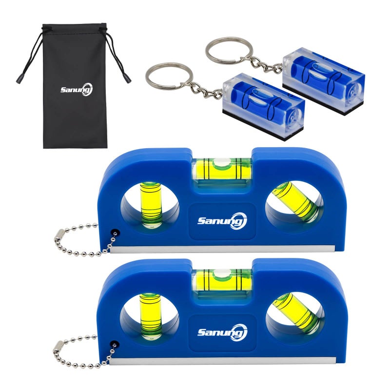 Sanung Magnetic Level Set  2Pcs Portable Bubble Torpedo + 2Pcs Acrylic Spirit Levels With Keychain For Quick Attach  45 90 180 Degree Measurement - Image 1