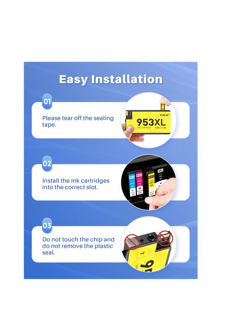 Terabyte 953XL 953 XL Ink Cartridges Multipack Remanufactured for HP 953XL 953 Ink Cartridges Compatible with HP Officejet Pro 7720 7740 7730 8710 8720 8210 8715 8725 8730 (Black Cyan Magenta Yellow) - Image 4