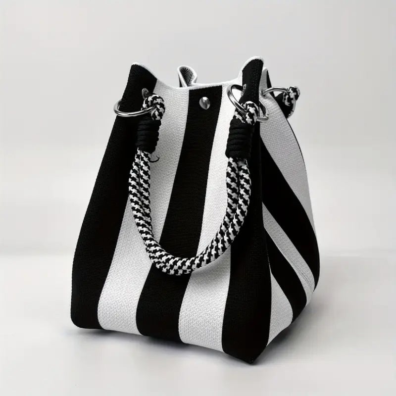 Japanese And Korean New Style Knitted Handbag Portable Work Outing Large Capacity Tote Commuting Small Square Bag - Image 4