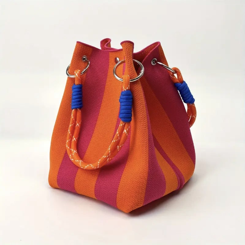 Japanese And Korean New Style Knitted Handbag Portable Work Outing Large Capacity Tote Commuting Small Square Bag - Image 5