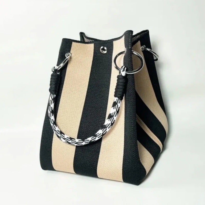 Japanese And Korean New Style Knitted Handbag Portable Work Outing Large Capacity Tote Commuting Small Square Bag - Image 3