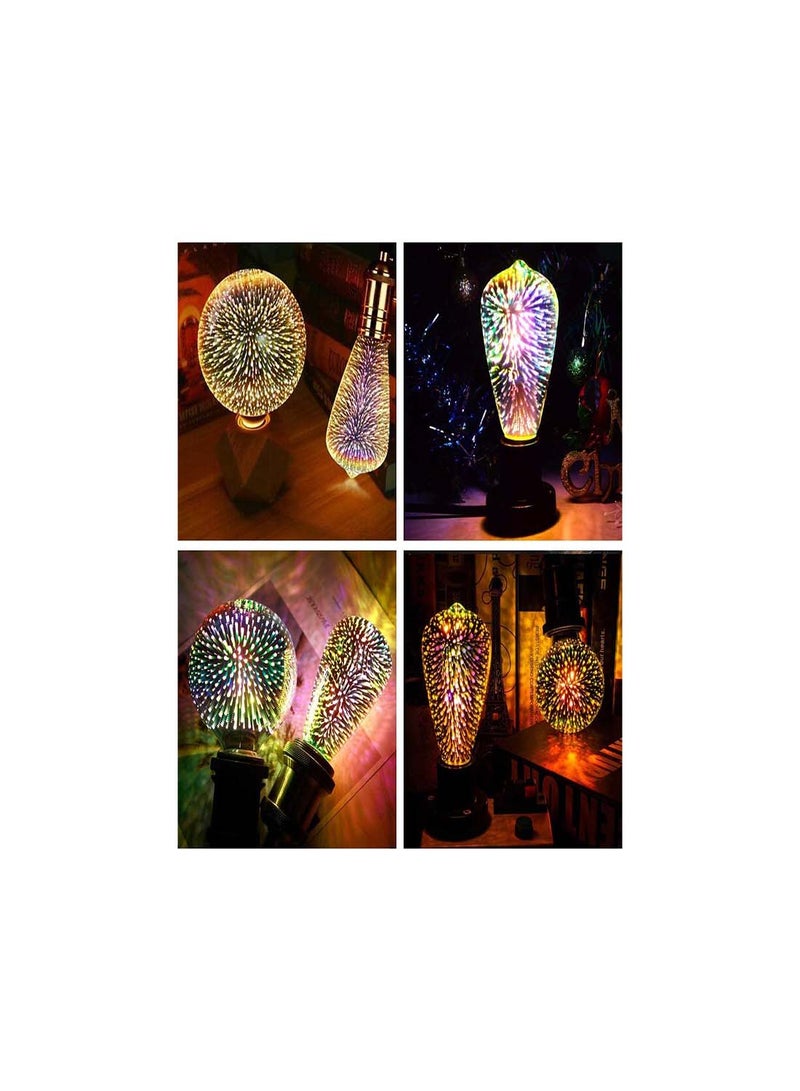 Colorful 3D LED Firework Light Bulbs, Vintage E27 Edison Bulbs for Decorative Home Lighting,  for Holiday Parties and Disco Events (1 Piece) - Image 4