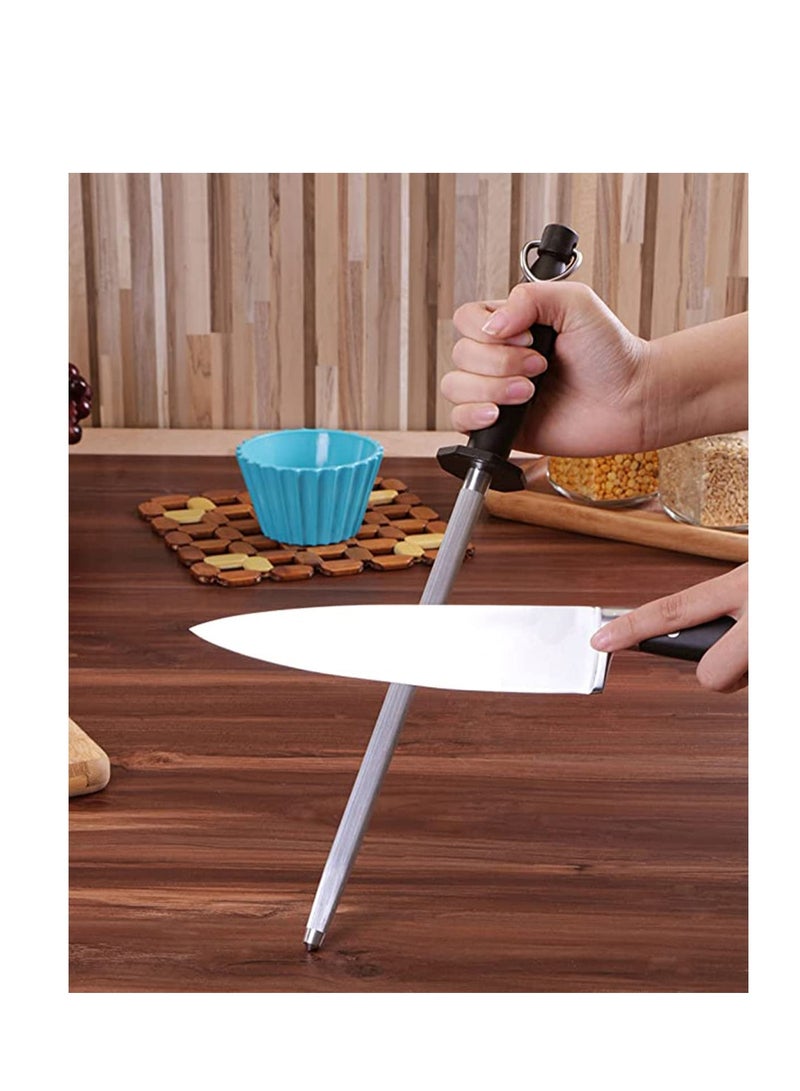 Zikra 10 Inches Honing Steel Knife Sharpening Steel Sharpening Rod - Image 1