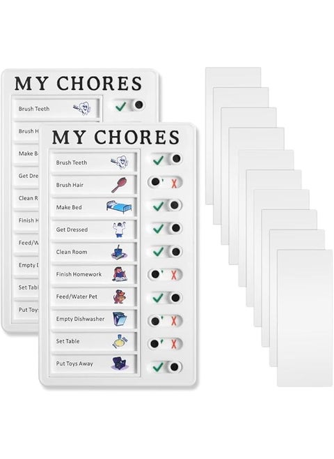 2 Pieces Chore Chart For Kids Detachable Message Board To Do List Diy Plastic Memo Boards Rv Checklist Board With 2 Marker And 10 Cardstock For Adults Home Travel Planning Reminder（White）