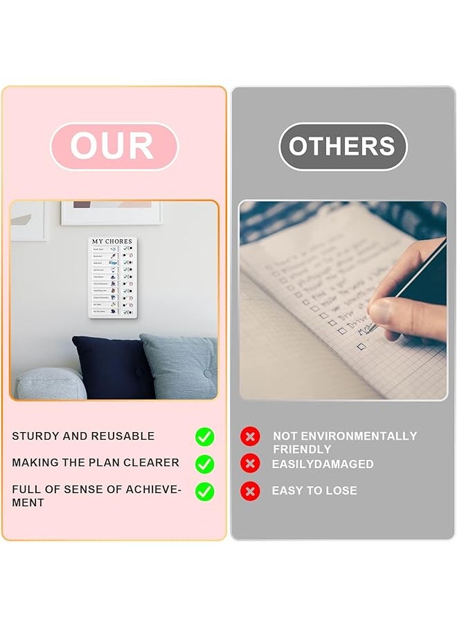 erorex - 2 Pieces Chore Chart For Kids Detachable Message Board To Do List Diy Plastic Memo Boards Rv Checklist Board With 2 Marker And 10 Cardstock For Adults Home Travel Planning Reminder（White） - Image 1