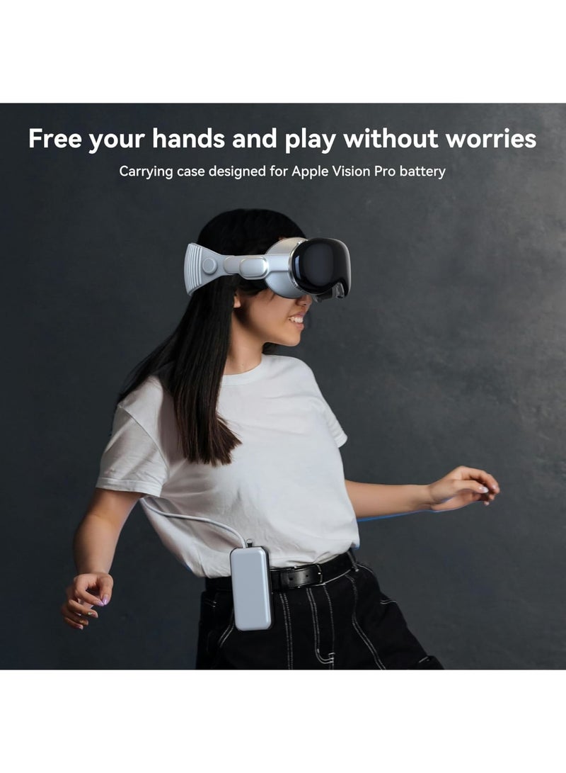 SOLARAE حافظة بطارية لجهاز Apple Vision Pro VR، حافظة بطارية محمولة مقاومة للماء مع مشبك حزام وحزام عبر الجسم، حافظة بطارية تحمي من جميع الجوانب لملحقات Apple VR، سوداء - Image 4