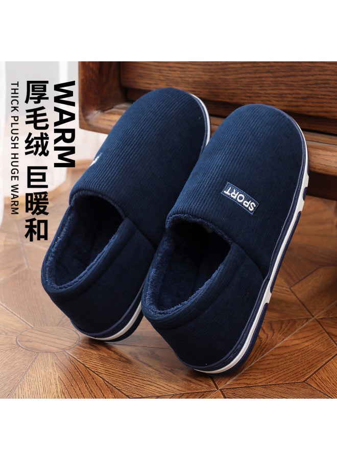 Tzldn Men's Cotton Shoes Autumn Winter Warm Couple Full Coverage Wool Slippers Men's Closed Heel Cotton Slippers Women's - Image 1
