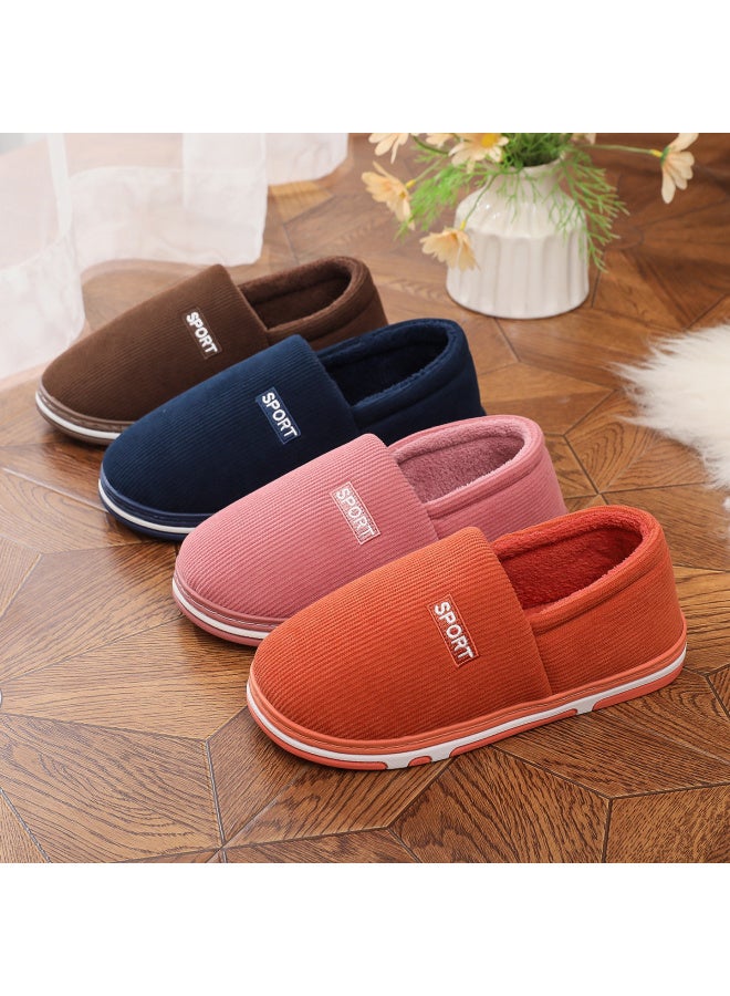 Tzldn Men's Cotton Shoes Autumn Winter Warm Couple Full Coverage Wool Slippers Men's Closed Heel Cotton Slippers Women's - Image 2