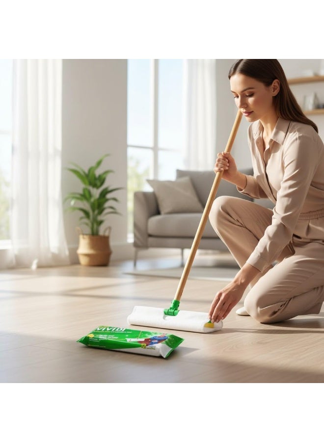 Wet Floor Cleaning Wipes 40×60 cm Lemon Scent, Biodegradable Mop Wipes with Stick Slot, Compatible with Flat Mops, Suitable for Hardwood, Tiles and All Hard Surfaces - Image 2